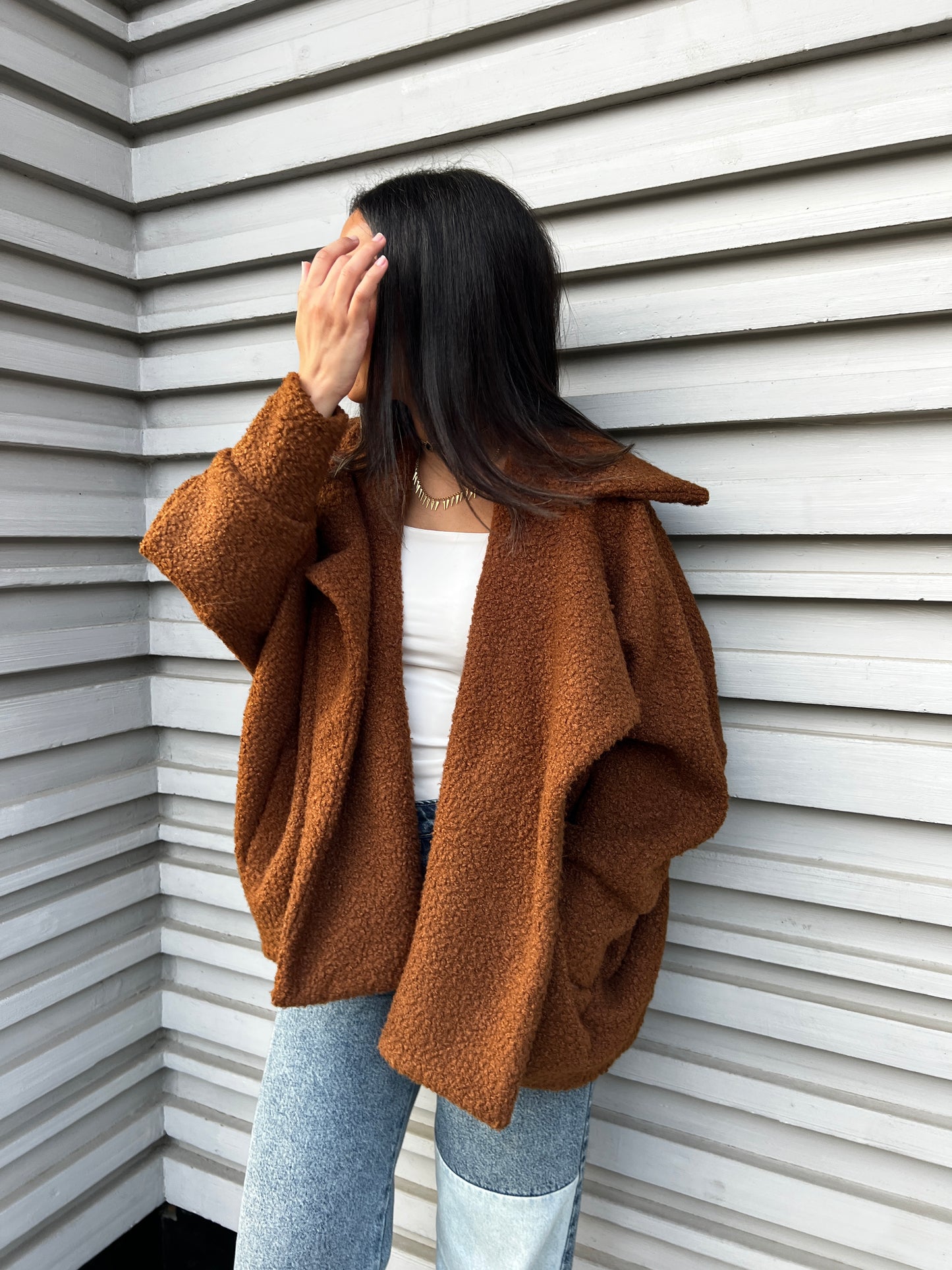 Teddy Oversized Jacket - Brown