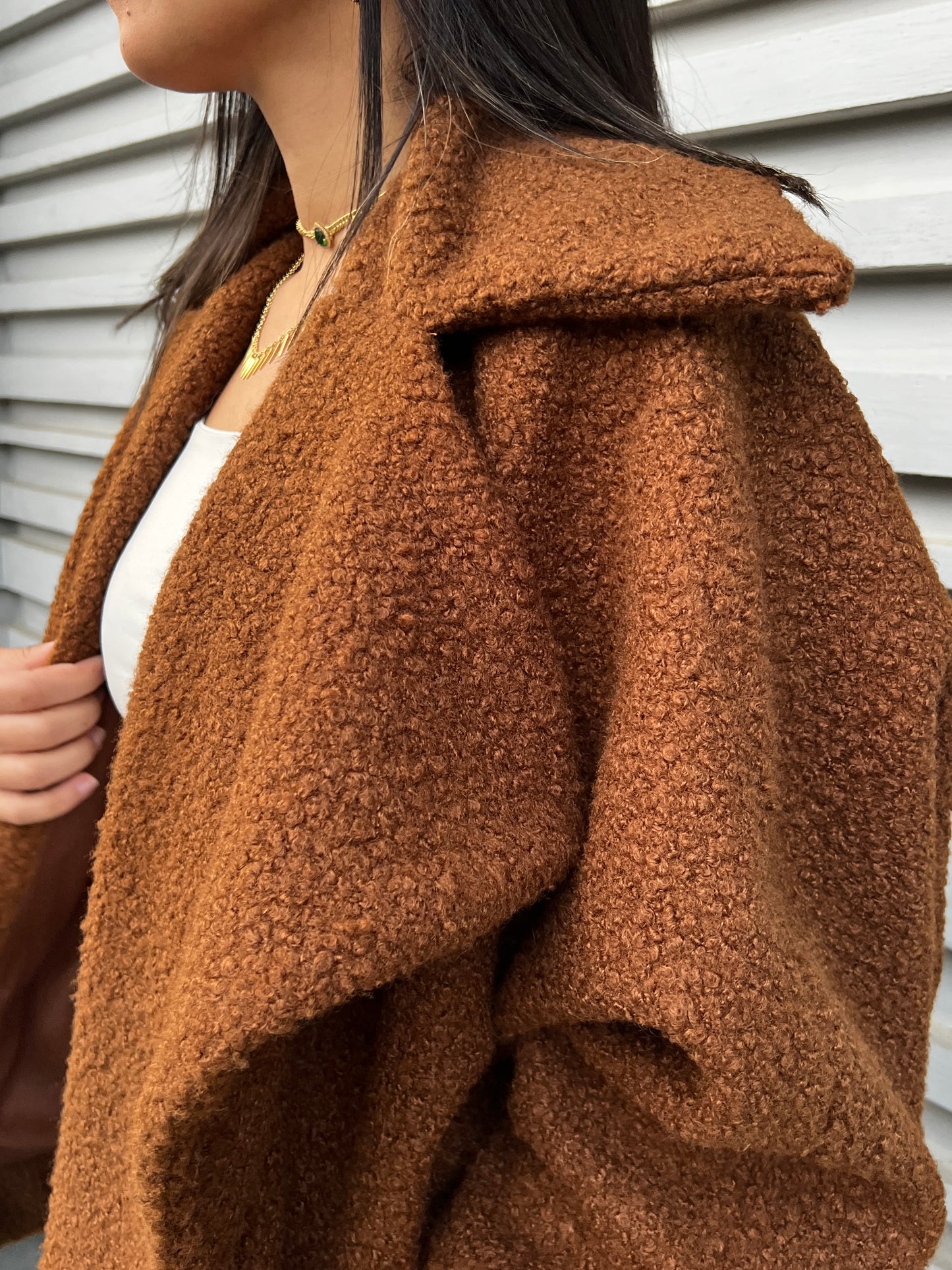 Teddy Oversized Jacket - Brown
