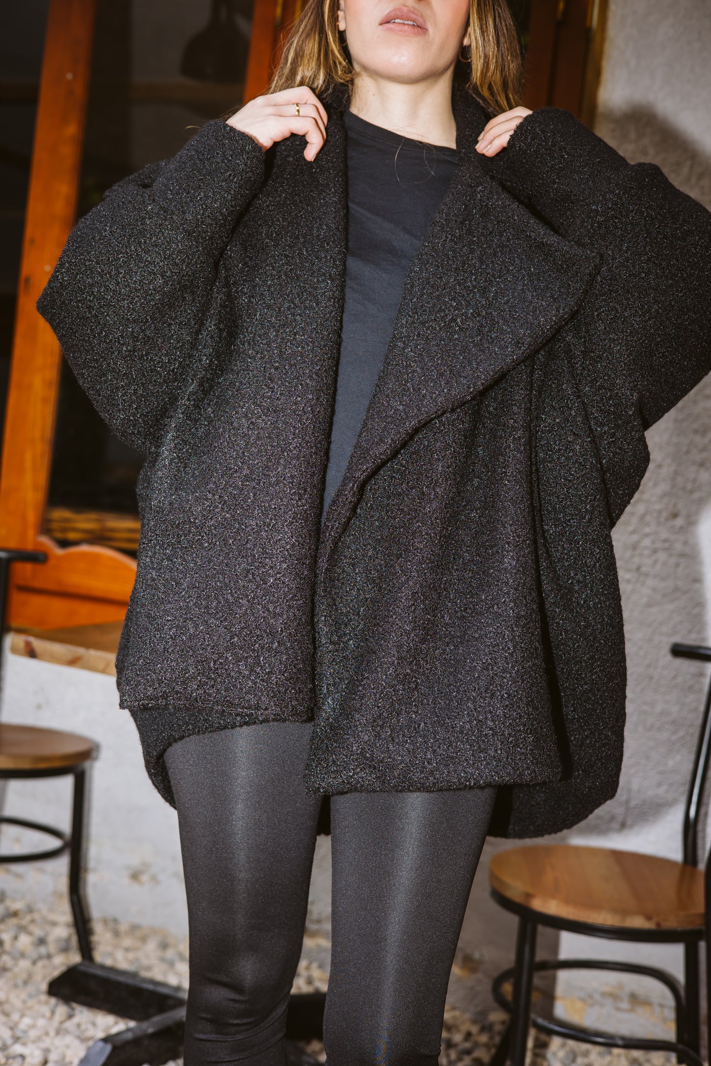 Teddy Oversized Jacket - Black