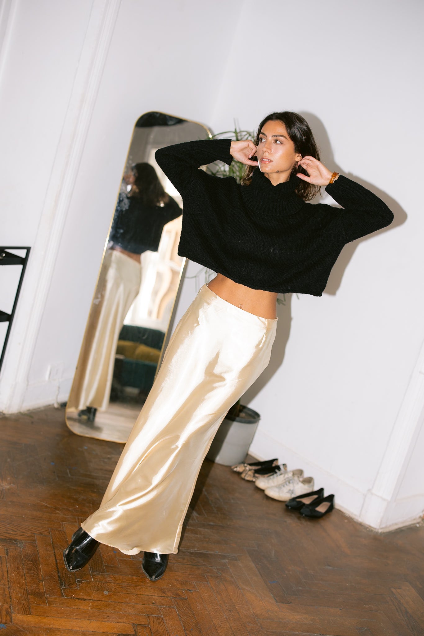 Gold Satin Skirt