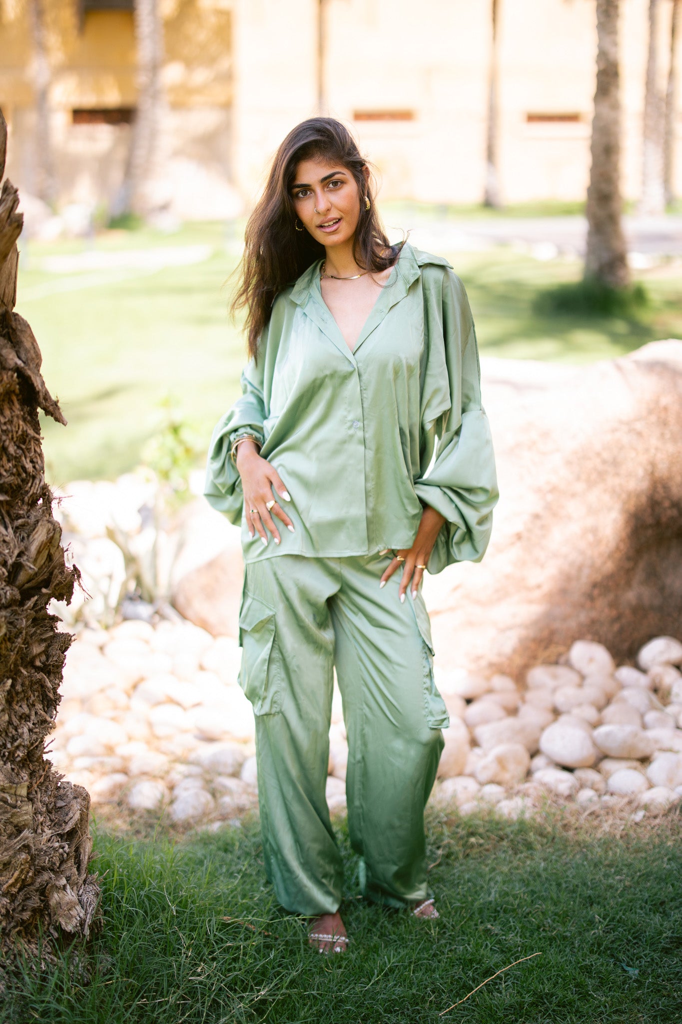 The Satin Pants - Green