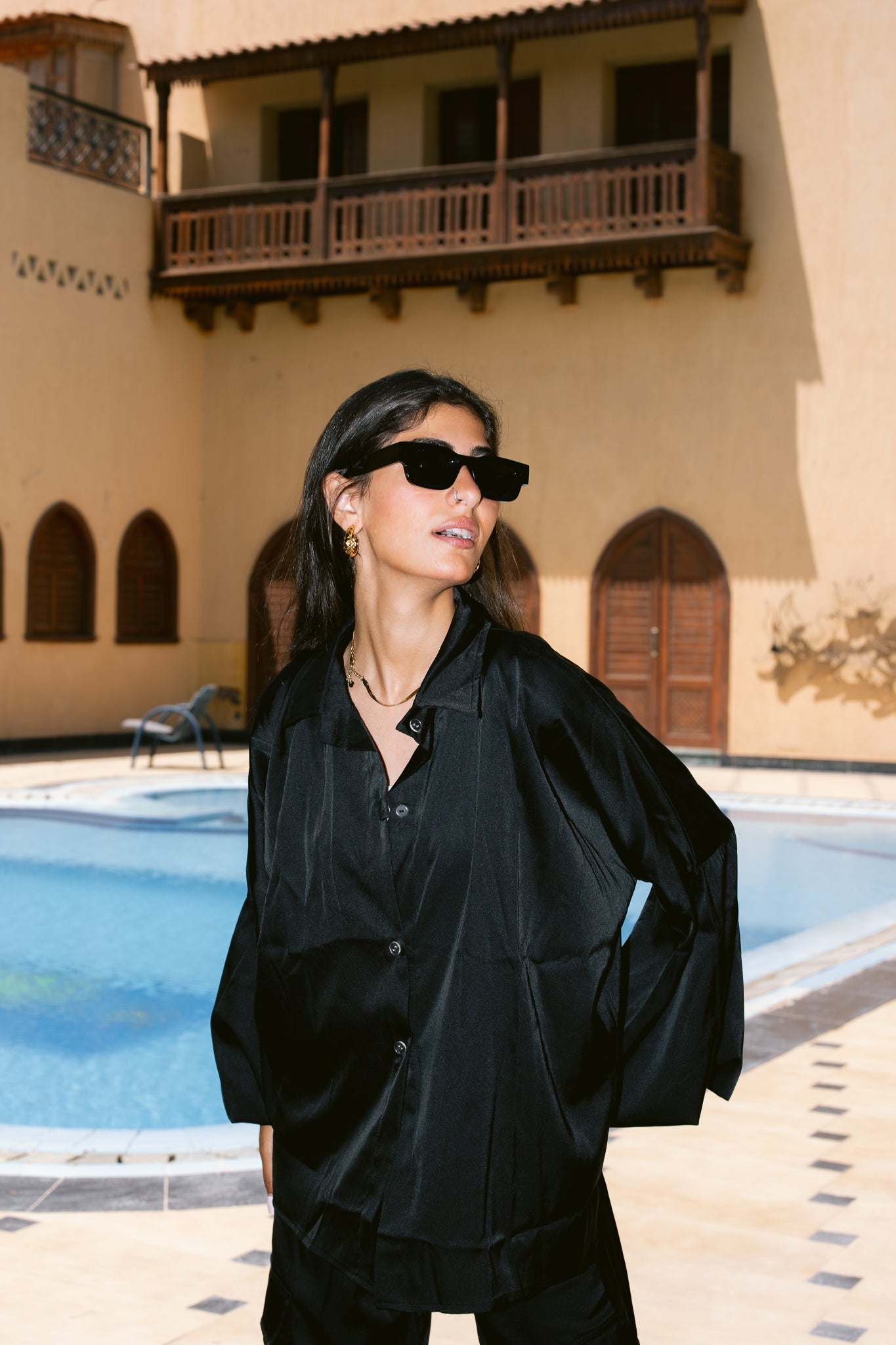 The Satin Shirt - Black