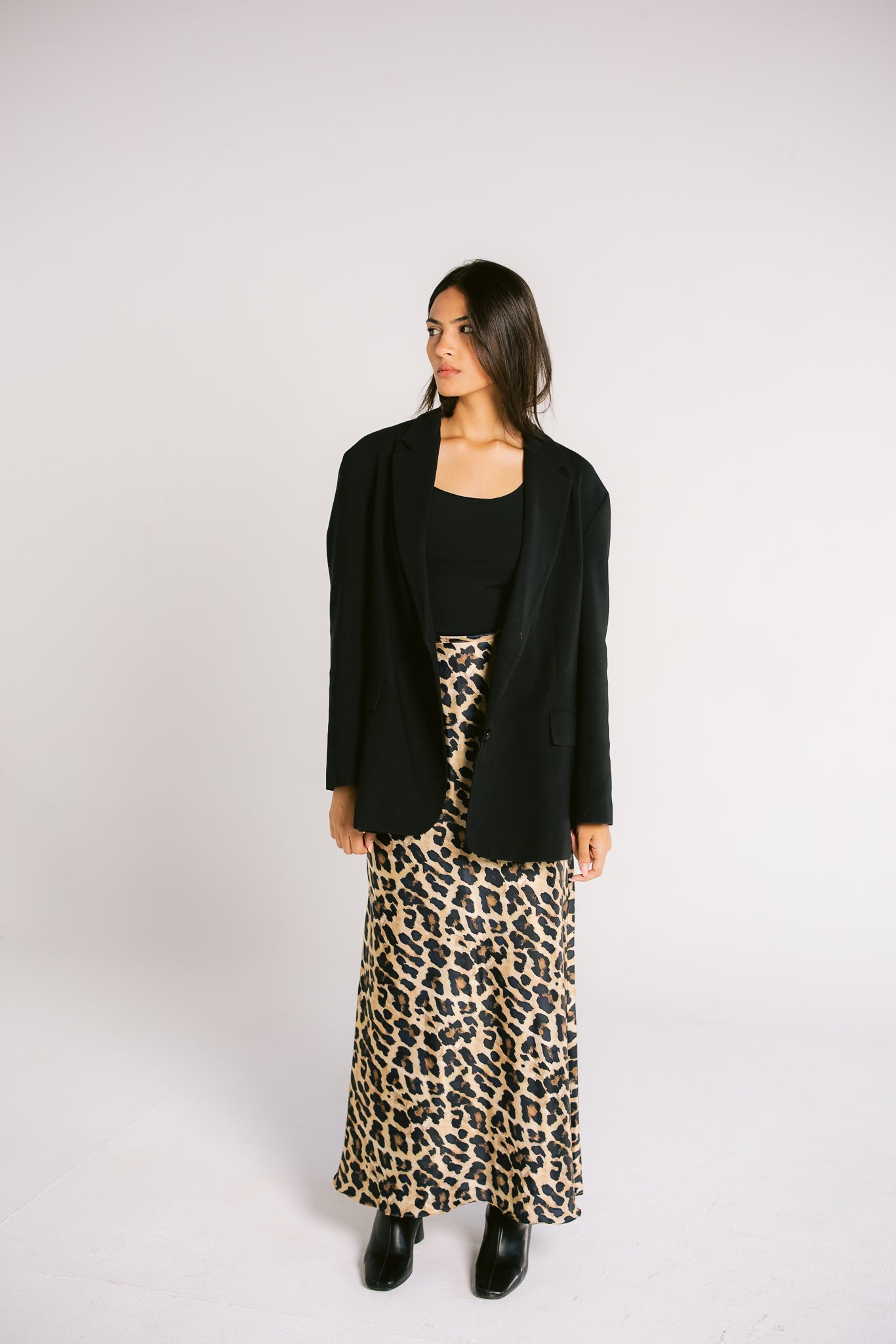 Leopard Satin Skirt