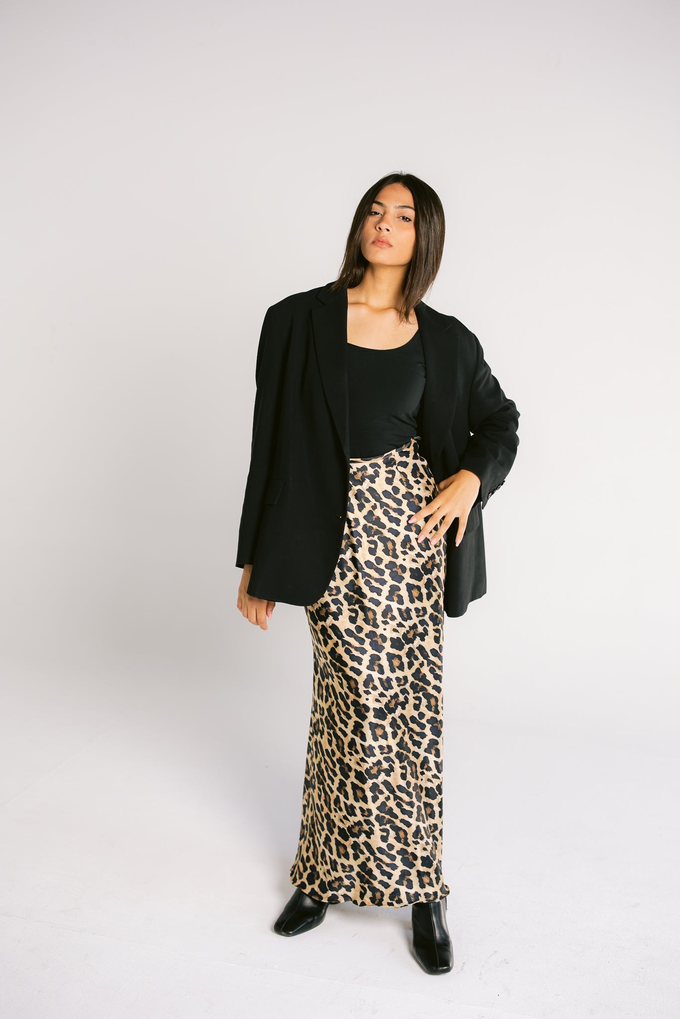 Leopard Satin Skirt