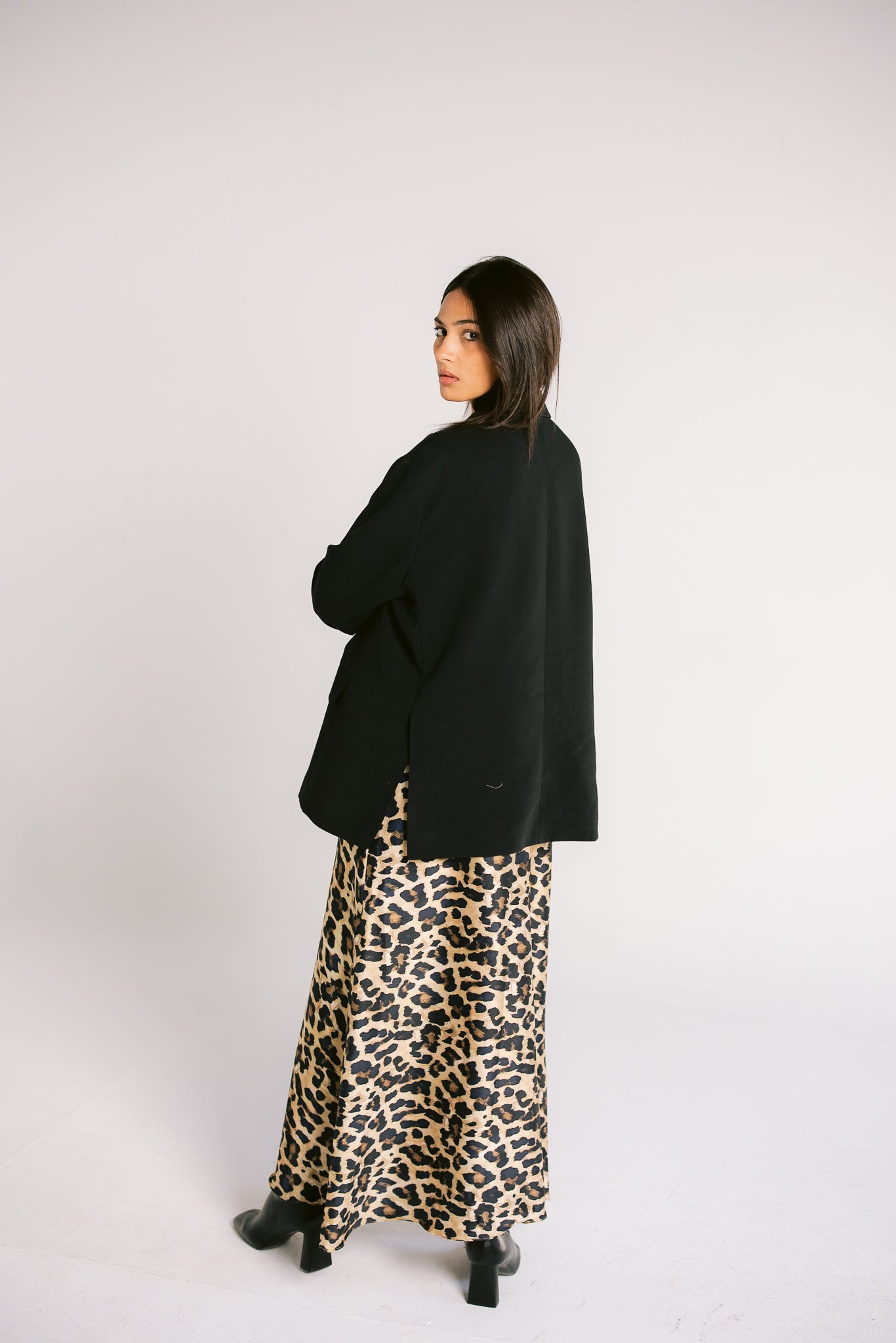 Leopard Satin Skirt