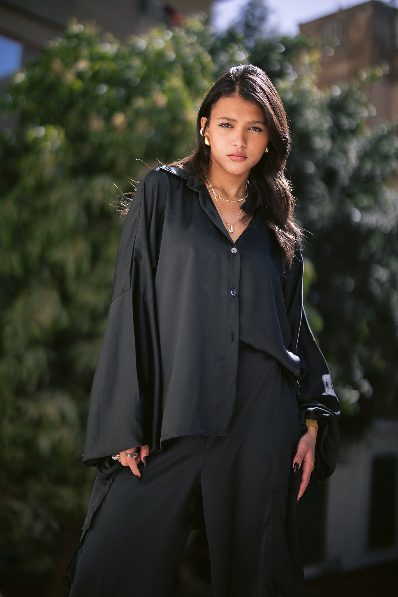 The Satin Shirt - Black