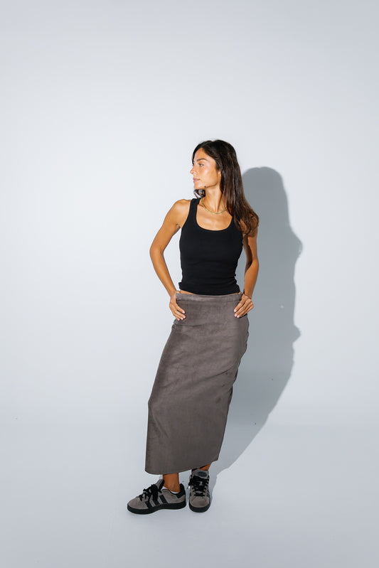 Suede Skirt - Grey