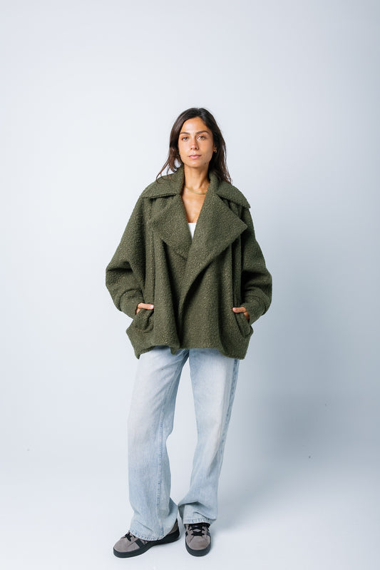 Teddy Oversized Jacket - Olive Green