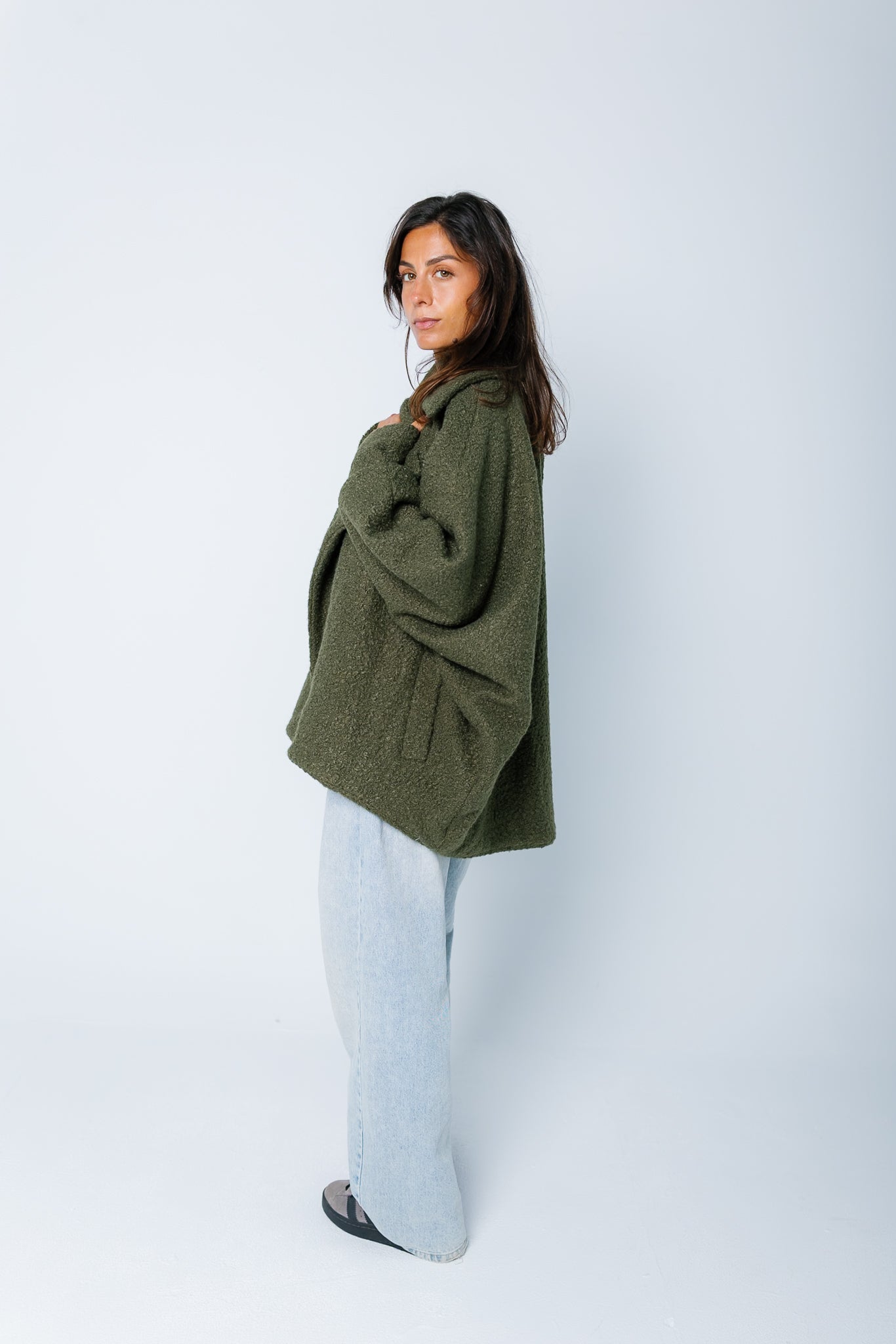 Teddy Oversized Jacket - Olive Green