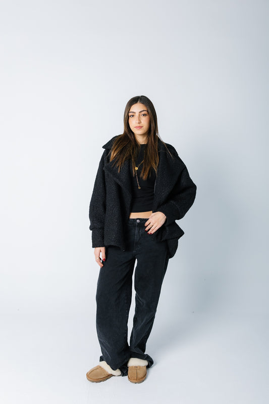 Teddy Oversized Jacket - Black