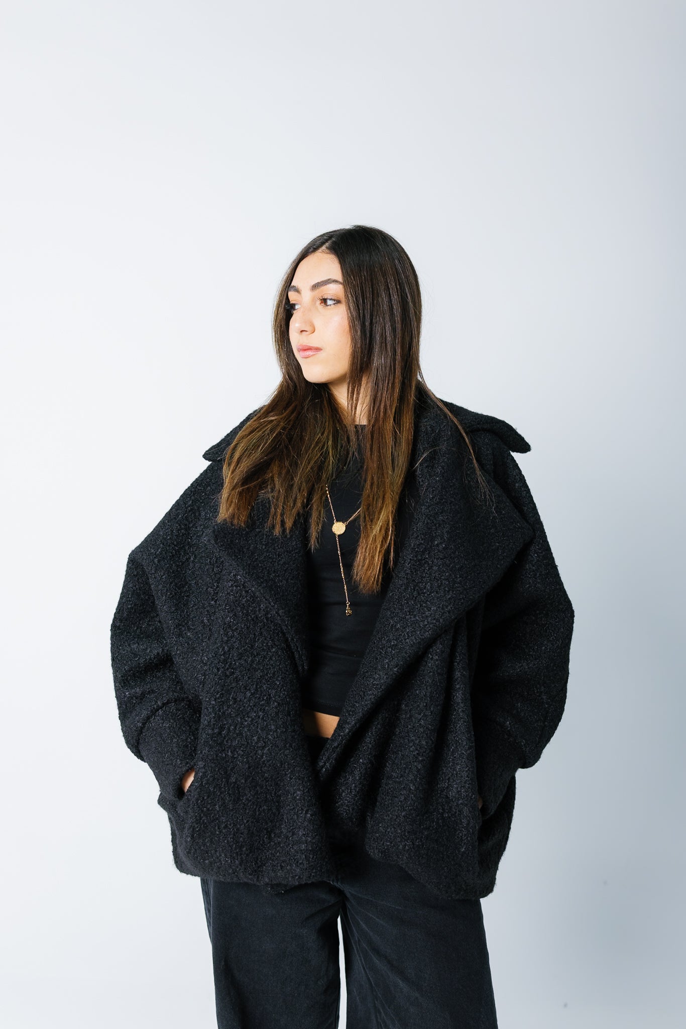 Teddy Oversized Jacket - Black