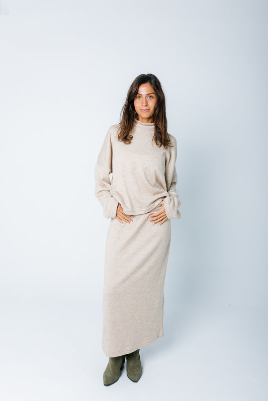 Knitted Skirt Set - Latte